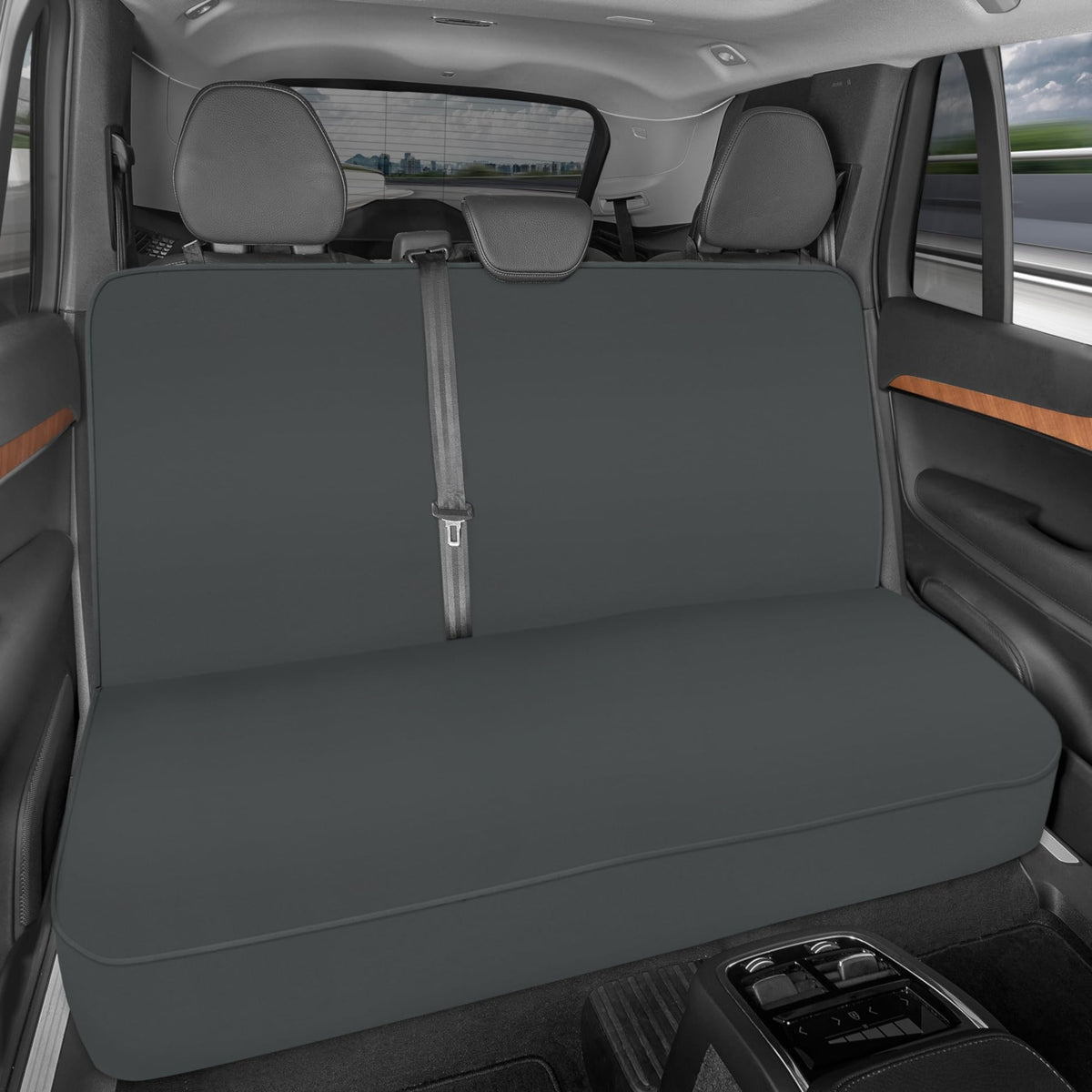 BDK Motor Trend Aquashield Gray Waterproof Rear Bench Car Seat Cover - Padded Neoprene Back Seat Cover For Cars, Ideal Back Seat Protector For Kids & Dogs, Interior Covers For Auto Truck Van Suv