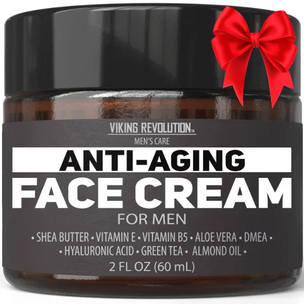 Viking Revolution Mens Anti Aging Face Cream - Mens Face Moisturizer for Men with Hyaluronic Acid, Aloe Vera, Vitamin E - Wrinkle Cream for Men with Vitamin B5, Green Tea (2 Fl Oz)