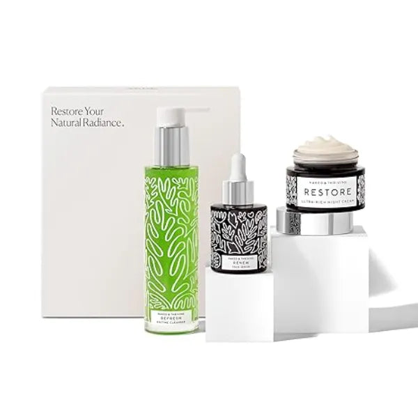 Naked & Thriving The Advanced Renewal Routine Restore Ultra Rich Night Cream (50g) + Refresh Gentle Enzyme Cleanser (120ml) + Renew Resurfacing Night Serum (30ml) (Set of 3)