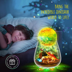 Dinosaur Terrarium Kit for Kids - Dino Kid Crafts with DIY Moon Lamp Kit - Birthday Gift for Boys Ages 4 5 6 7 8-12 Year Old - Arts and Crafts for Boy and Kids - Dinosaur Toys for Boys