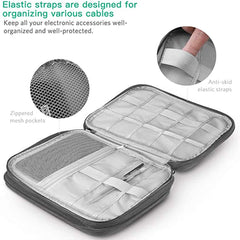 DELFINO Electronics Organizer, Electronic Accessories Bag Travel Cable Organizer Small Electronic Accessories Carrying Bag Soft Drive Case Shockproof Carrying Case USB Holder for iPad Hard Drives