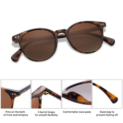 SOJOS Small Round Classic Polarized Sunglasses for Women Men Vintage Style UV400 Lens MAY SJ2113