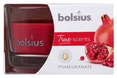 Bolsius Small Glass Scented Candle Pomegranate, Wax, Red