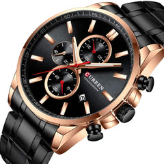 CURREN 8368 Men's Simple Six-pin Round Large Dial Quartz Watch Calendar Water-resistant