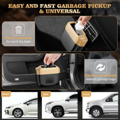 Azonee Car Trash Can with Lid, Built-in Storage Garbage Bag, Leakproof Vehicle Trash, Car Accessories for Interior, Mini Garbage Bin for Automotive Home Office Kitchen Bedroom with 30pcs Trash Bags