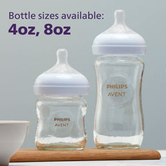 Philips AVENT Glass Natural Baby Bottle with Natural Response, Clear, 8oz, 4pk, SCY913/04