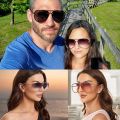 VIVIENFANG Premium Rimless Oversized Aviator Sunglasses for Women, Polarized PC Lens UV Protection Womens Shade VF2203