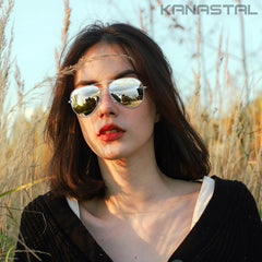 KANASTAL Polarized Sunglasses for Women and Men, Metal Frame Sun Glasses Retro Shades for Mens Driving Outdoor Military Style 100% UV400 Protection