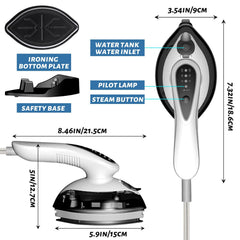 TERRIFI Portable Travel Steamer Iron, Fast Heat Up Handheld Garment Steamer, 3 Modes for Wet and Dry Ironing, 1100W 25s Heat Up Micro Steam Iron, 90° Rotation Anti Drip Clothing Steamer Iron