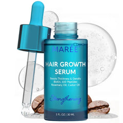MAREE Hair Growth Serum - Caffeine Peptides Castor Rosemary Oil for Hair Growth - Products for Women & Men - Hair Oils for Hair Growth - Hair Regrowth Tonic - Scalp Serum, 1 Fl Oz