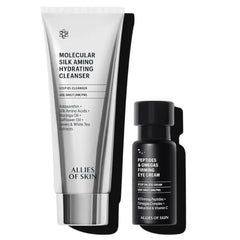 Allies of Skin Peptides Hydrating Cleanser & Firming Eye Cream | Supercharged Duo for Fresh Moisturized Skin | Powerful Actives, Dermotologist Tested (2.4 oz, 0.5 oz)