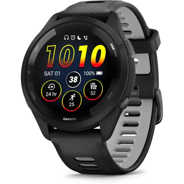 Garmin Forerunner 265 46mm AMOLED GPS Running Smartwatch (010-02810-00) - Black Bezel Case Black / Powder Gray