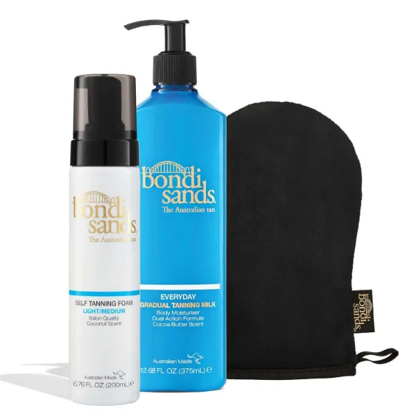 Bondi Sands Tan + Maintain Kit | Includes Light/Medium Self Tanning Foam, Mitt, and Everyday Gradual Tanning Milk for a Long-Lasting Tan