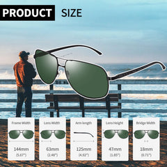 Joopin Polarized Sunglasses for Men, Classic Military Rectangular Sun Glass with Metal Frame UV Protection