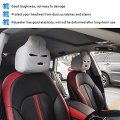 Suvnie 2 PCS Car Headrest Cover, Personalized Funny Car Seat Full Face Mask, Ski Mask Wrap Protection for Auto Front Seat Rest Decoration, Universal Interior Car Accessories (White)