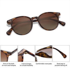 SOJOS Small Round Classic Polarized Sunglasses for Women Men Vintage Style UV400 Lens MAY SJ2113