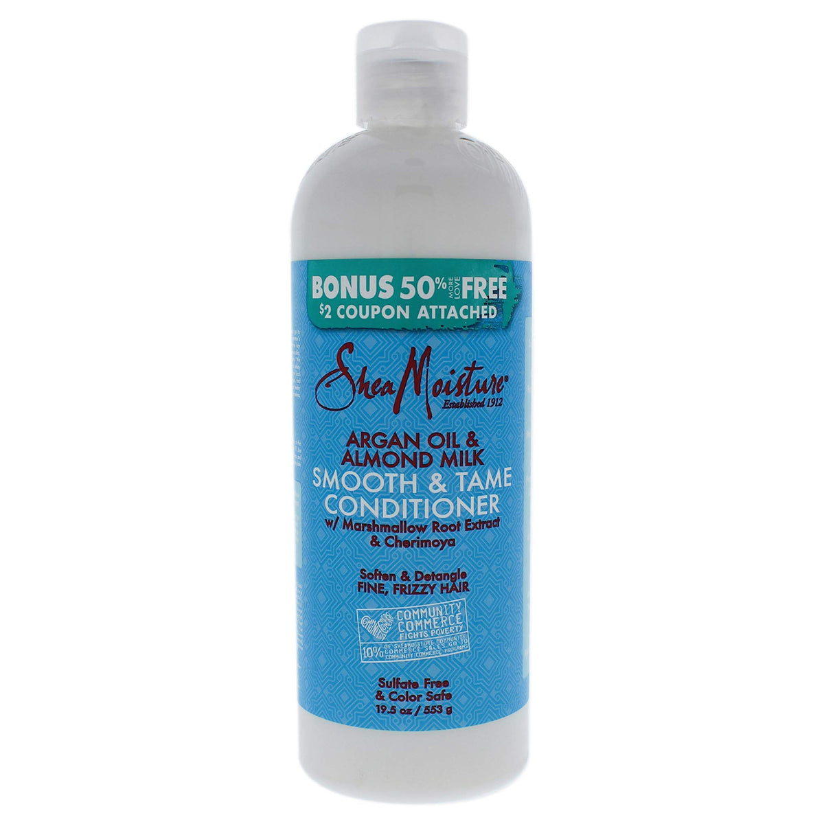 Shea Moisture Argan Oil and Almond Milk Smooth and Tame Conditioner for Unisex - 13 oz Condition