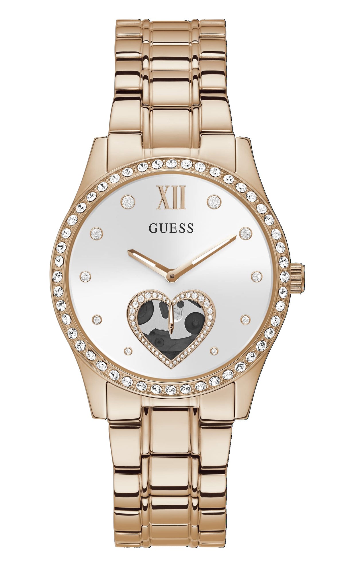 GUESS Ladies Trend Heart-Shaped Cut-Thru 38mm Watch