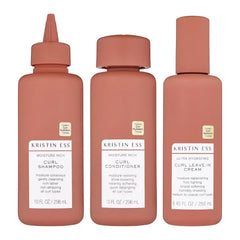 Kristin Ess Curl Regimen Bundle - Moisture Rich Curl Shampoo and Conditioner + Ultra Hydrating Curl Leave-In Cream, Vegan, Sulfate, Paraben and Silicone Free, Color + Keratin Safe, 3-pack