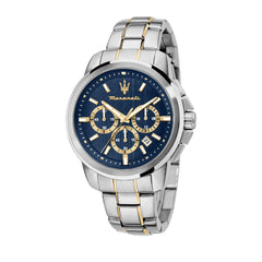 Maserati Men's Watch, SUCCESSO Collection, in Steel, PVD Gold - R8873621016, Silver, 44mm, Bracelet, Silver, 44mm, Bracelet