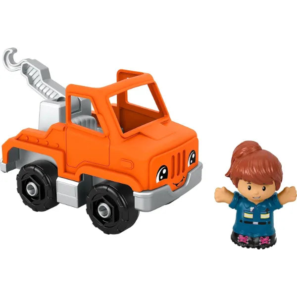 Fisher-Price Little People Toddler Toy Help and Go Tow Truck and Figure for Pretend Play Kids