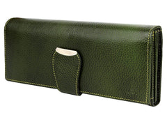 K London Stylish Green Long Women Purse Wallet Clutch with Loop Closure & 2 zipped Pockets-AZ01_LEATHER_GREEN