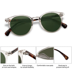 SOJOS Small Round Classic Polarized Sunglasses for Women Men Vintage Style UV400 Lens MAY SJ2113