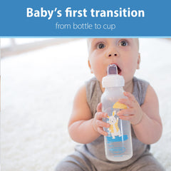 Dr. Brown's Milestones™ Narrow Sippy Bottle, 100% Silicone Soft Sippy Spout, 8oz/250mL, Flamingo & Bunny, 6m+