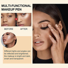 Contour Beauty Wand,Highlighter and Bronzer Stick with Cushion Applicator Attached Easy to Blend,Long Lasting & Smooth Natural Matte Finish (Cherry red)