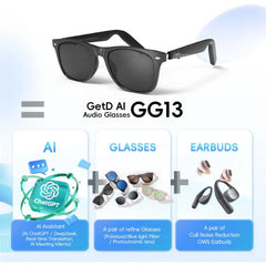 Bluetooth Sunglasses for Men/Women, AI Translator, 11H Battery Life, Polarized Lens, UV Protection, Voice Control, Built-in Mic & Speakers, Smart Eyewear for Gaming Meeting Travel