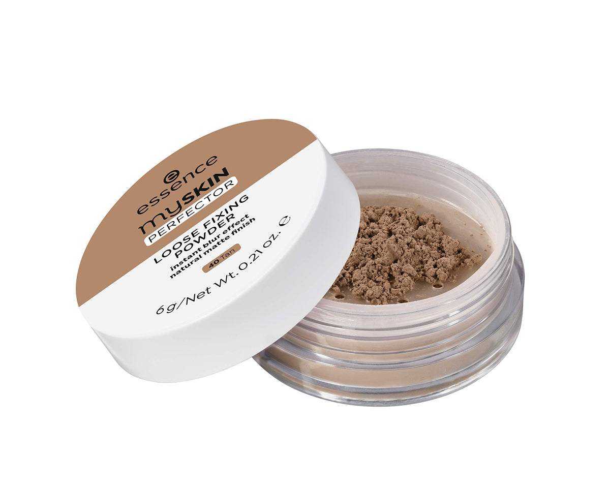 essence | My Skin Perfector Loose Fixing Powder | Instant Blur Effect & Natural Matte Finish | Vegan, Paraben Free, Gluten Free, Oil Free | Cruelty Free (40 | Tan)
