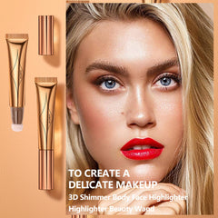 DAGEDA Highlighter Beauty Women Wand, Shimmer Liquid Face Highlighter, Smooth Creamy Liquid Highlighter Stick with Soft Cushion Applicator, Waterproof Body Face Glowing Highlighter Makeup (04)