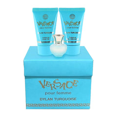 Versace Dylan Turquoise Womens Mini Perfume Trio Gift Set (5ml EDT Splash, 23ml Body Gel & 23ml Shower Gel)