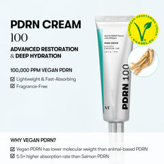 VT COSMETICS PDRN Cream 100 | Nourishing & Restorative Moisturizer with 100,000 ppm Vegan PDRN, Lightweight Hydrating Cream for Glowy Glass Skin, Korean Skincare