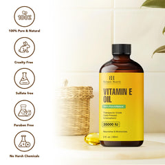 Botanic Hearth Vitamin E Oil | 35,000 IU | 100% Pure and Natural oil for Growth of Nails, Hair, Eyebrows & Eyelashes | Hair & Body Oil with Eyebrow & Eyelash Brush