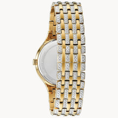 Bulova Crystal Pave 3-Hand Quartz Slim Case Watch - Gold Tone