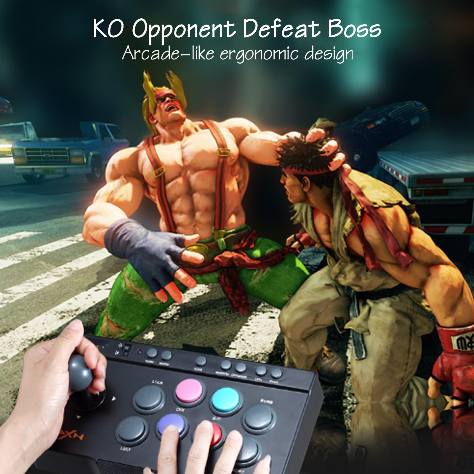 Arcade Stick,Street Fighter Fight Stick,with Turbo & Macro Functions USB Arcade Controller,Suitable for PS3 PS4 Xbox ONE Switch PC Arcade Fight Stick PXN
