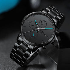 NIBOSI Men's Watches Analog Minimalist Black/Blue Dial Watches for Men Business Chronograph Military Casual Wrist Watches Stainless Steel Strap Date