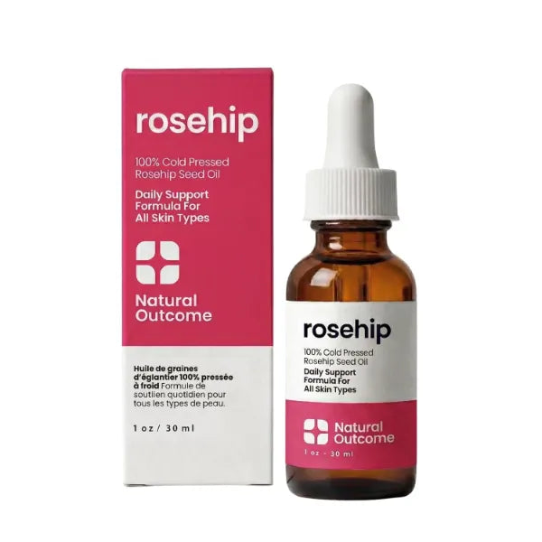 Natual Outcome Rosehip Oil 100% Pure Cold-Pressed Rosehip Seed Face Oil - Anti-Aging Facial Oil to Plump, Balance & Hydrate 1 oz