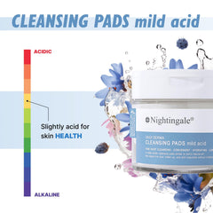 Nightingale Korean Daily Derma Cleansing Pads Mild Acid 70 Pcs - Face Skin Care with Hyaluronic Acid, Hydrating Makeup Remover - Gentle Peel Exfoliating Facial Pads for Sensitive skin