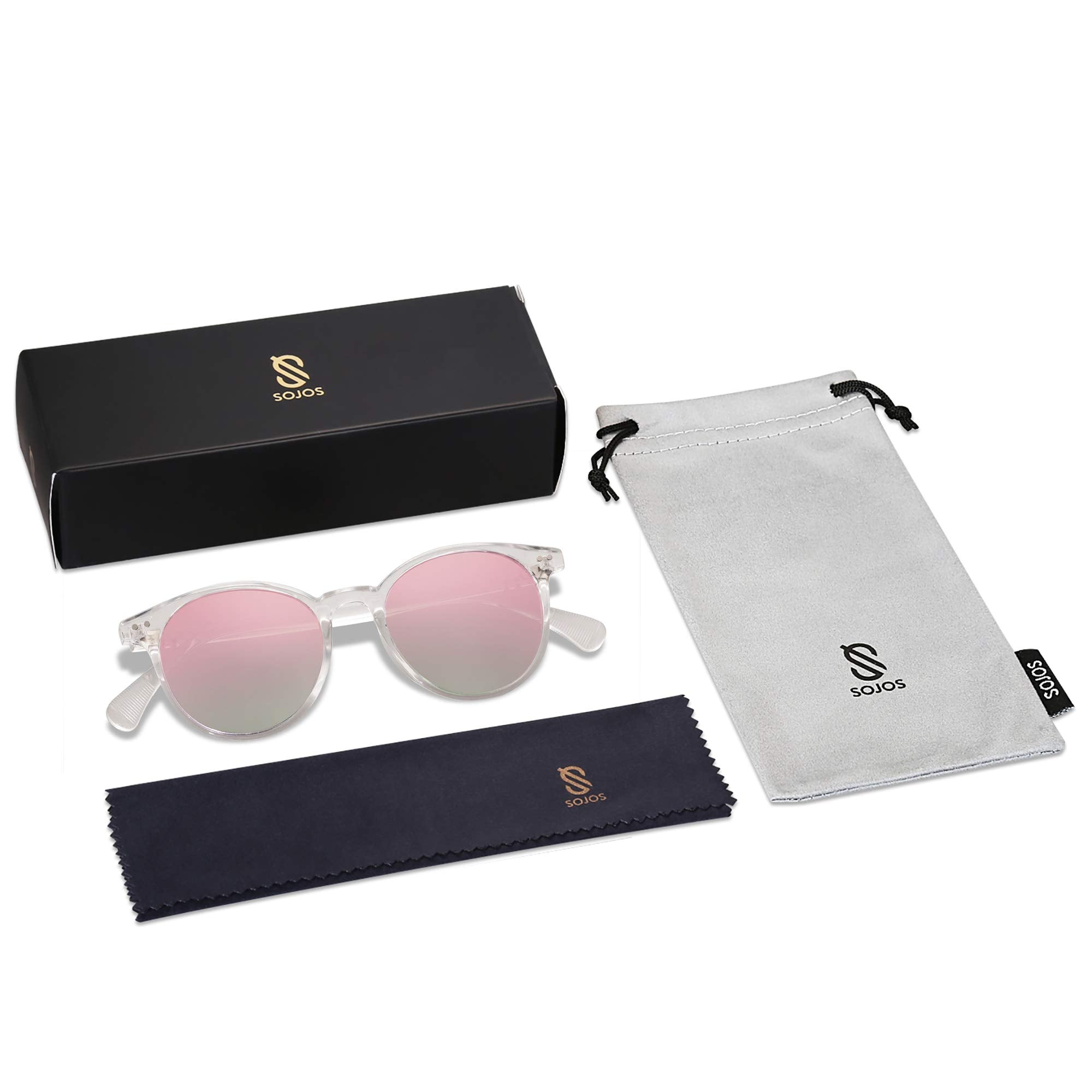 SOJOS Small Round Classic Polarized Sunglasses for Women Men Vintage Style UV400 Lens MAY SJ2113