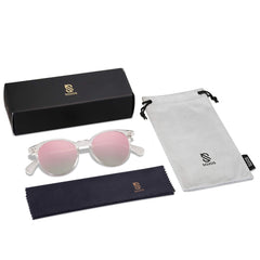 SOJOS Small Round Classic Polarized Sunglasses for Women Men Vintage Style UV400 Lens MAY SJ2113