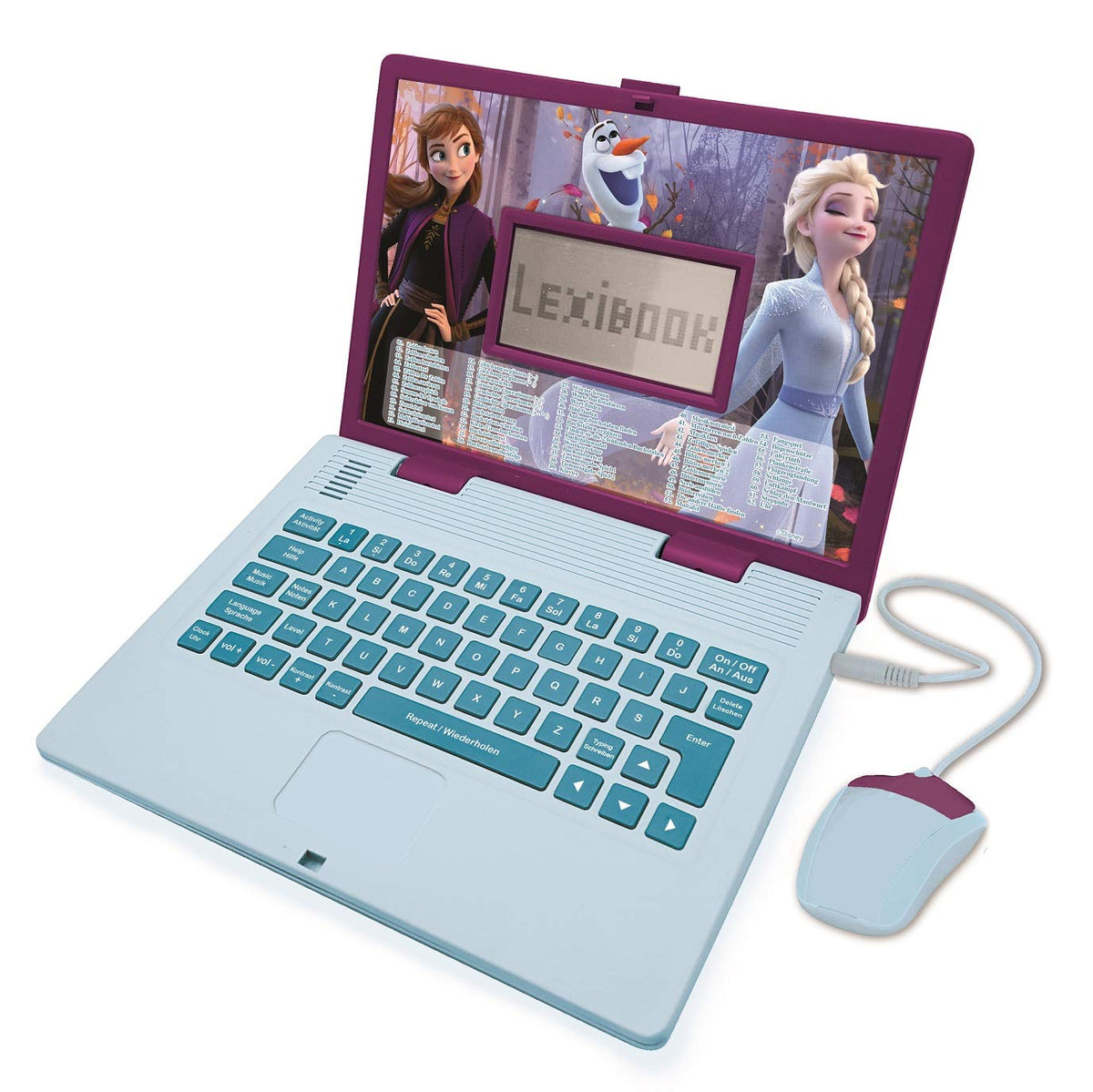 Lexibook Disney Frozen 2 - Educational and Bilingual Laptop German/English - Girls Toy with 124 Activities to Learn, Play Games and Music with Elsa & Anna - Blue/Purple