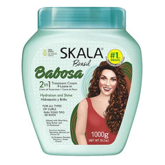SKALA Brasil Babosa 2 in 1 Treatment Cream, Hydration and Shine for Curly Hair, Aloe Vera and Shea Butter