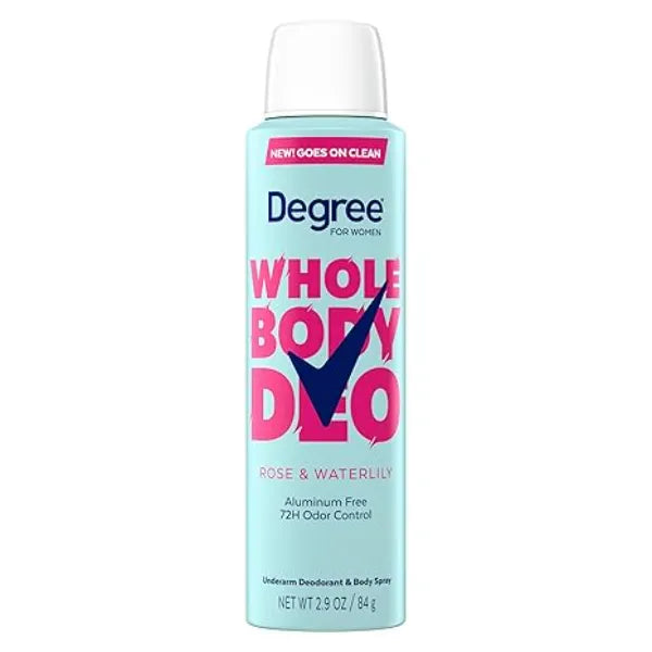 Degree Women Deodorant Spray Rose and Waterlily Scent Aluminum Free 72H Odor Protection 2.9 Oz