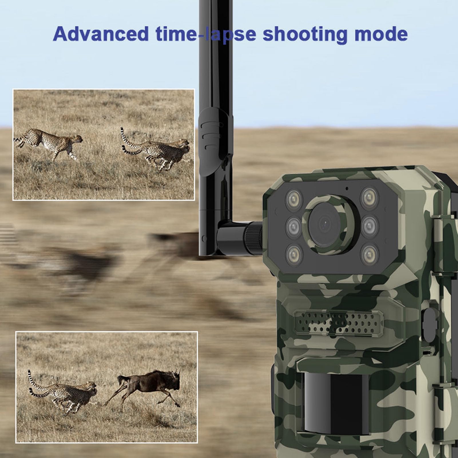 4K Wi-Fi Trail Camera 4G LTE 120° Wide Angle 14MP Motion Detection Night Vision IP66 Waterproof 4G LTE Game Hunting Camera with Solar Charging Panel for Outdoor