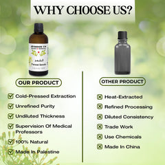 Drsous Ca Organic Fennel Essential Oil 100ml | 100% Pure Cold Pressed Fennel Therapeutic Grade Oil for Skin care, Hair care, Muscle and Joint Relief | Made in Palestine