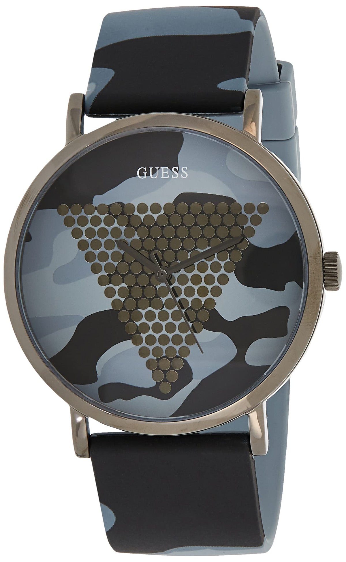 GUESS Mens Quartz Watch, Analog Display and Silicone Strap W1161G1