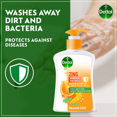 Dettol Zing Mandarin Freshness Liquid Hand Wash for Effective Germ Protection & Personal Hygiene, Protects Against 100 Illness Causing Germs, Orange Zest Fragrance, 400ml, Pack of 2