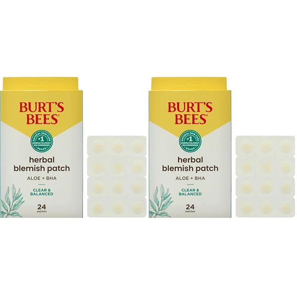 Burt's Bees Clear and Balanced Herbal Blemish Patch for Women - 24 Count Patches (Pack of 2)